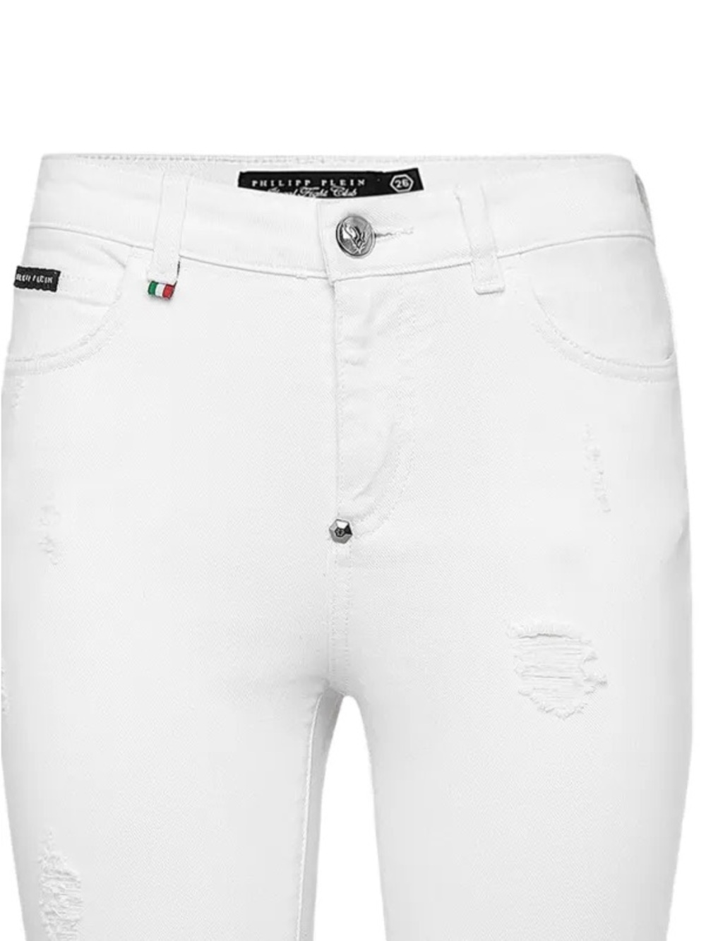 Philipp Plein White Slim distressed skinny Jeans with Skull Accents